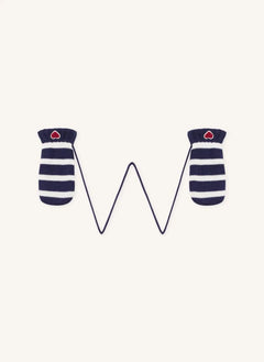 Petit Bateau - Striped Heart Gloves | Midnight Blue