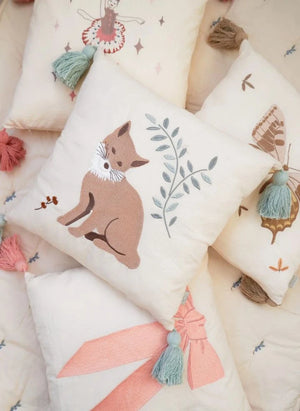 Cam Cam - Woodland Embroidered Pillow | Ecru