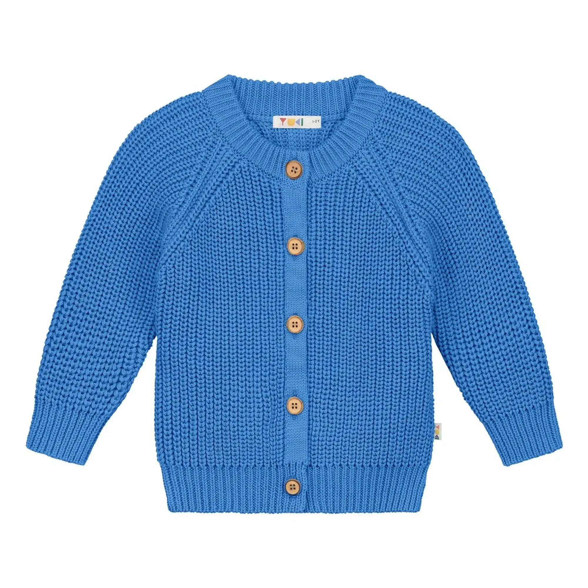 Yuki - Organic Cotton Raglan Cardigan | Blue