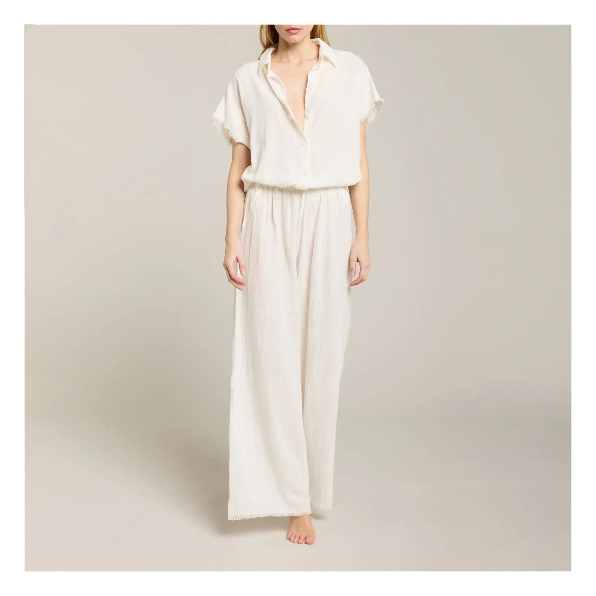 Maison Saint Julien - Sparta Cotton Gingham Pants | Ecru
