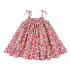 Konges Sløjd - Vivian Cœurs Seersucker Organic Cotton Dress | Pink