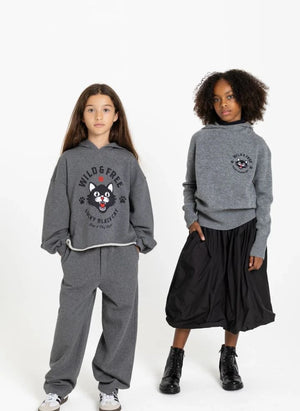 Finger in the nose - Sofia Black Cat Merino Wool Sweater | Gray Melange