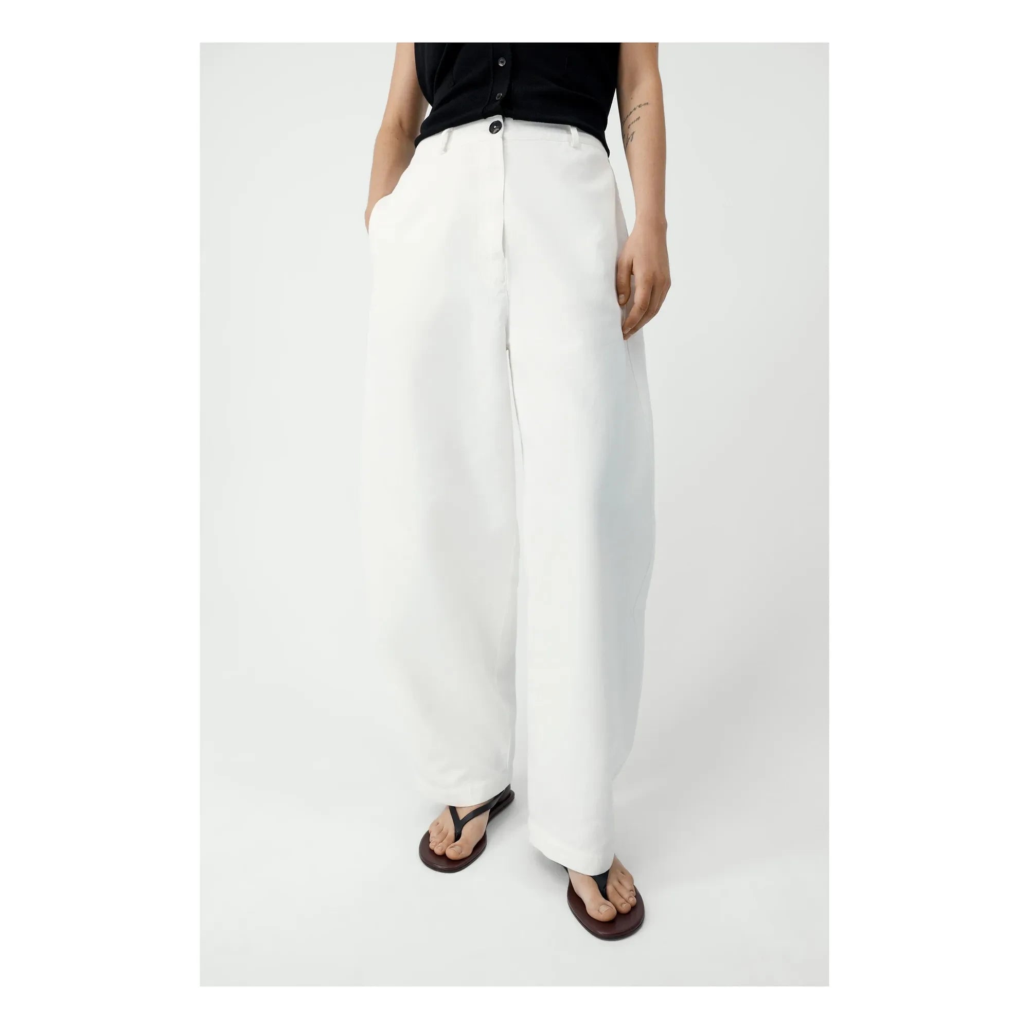 Cordera - Linen and cotton balloon pants | White