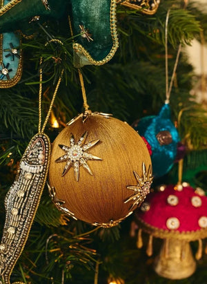 Anna + Nina - Starry Night Saffron Christmas Bauble | Yellow