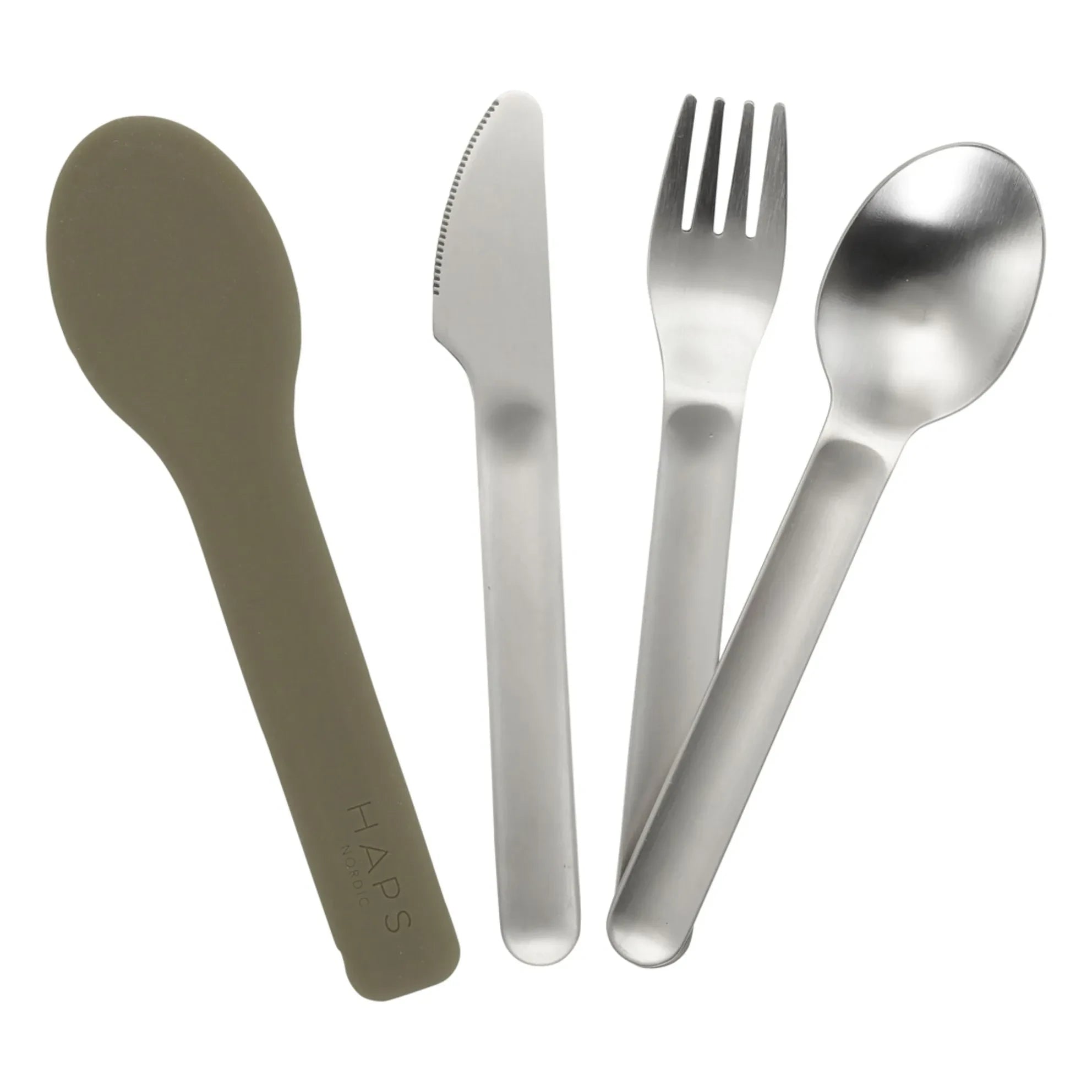 Haps Nordic - Children's Fork and Knife Set - 3-piece Set | Green