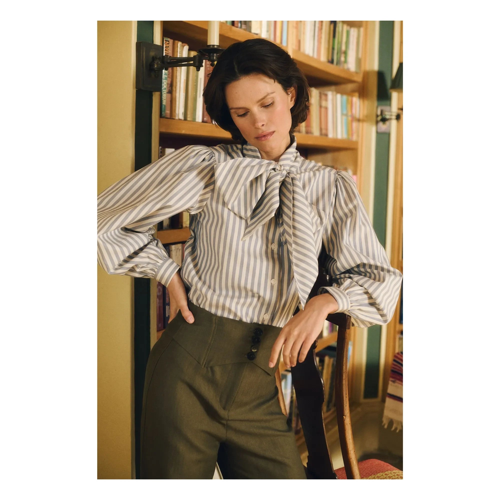 Maria de la Orden - Fairytale Striped Cotton Blouse | Blue