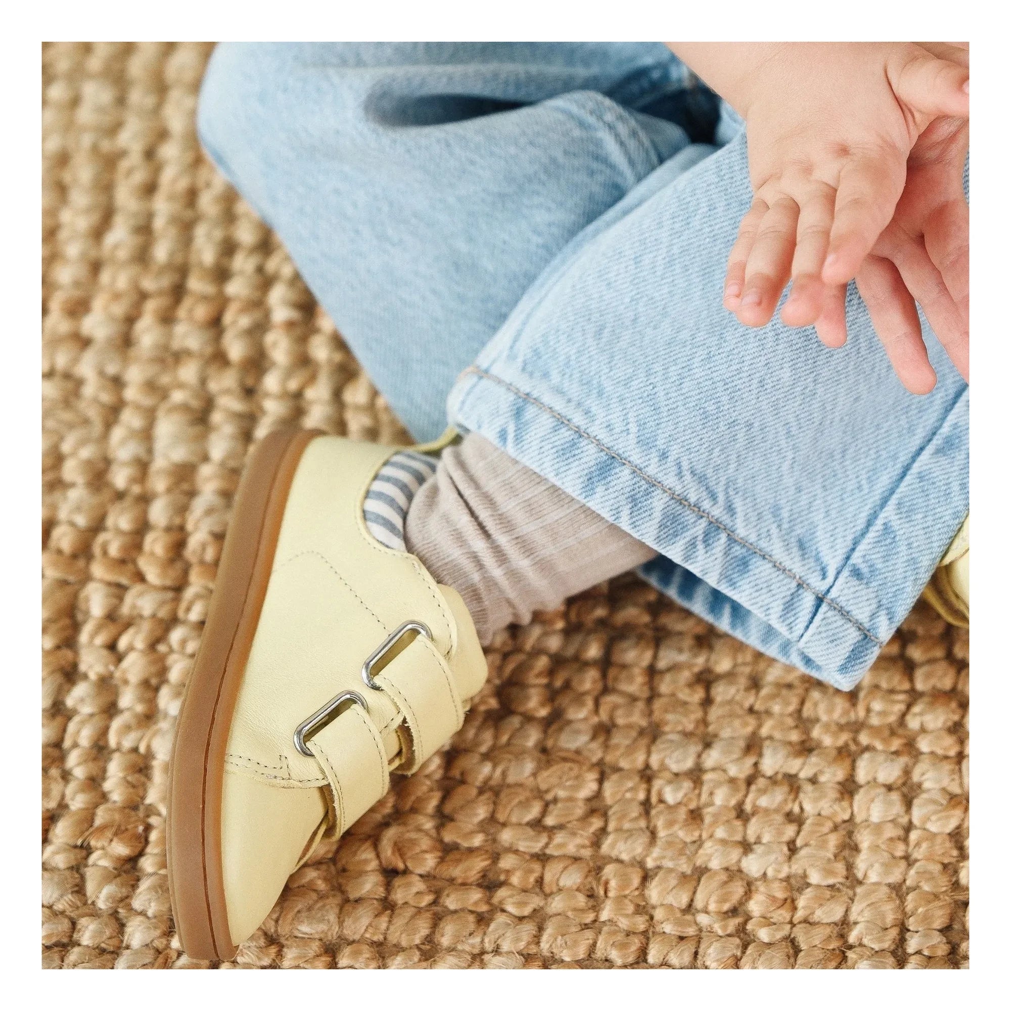 Lazare - Mahaut Striped Distressed Sneakers | Pale Yellow