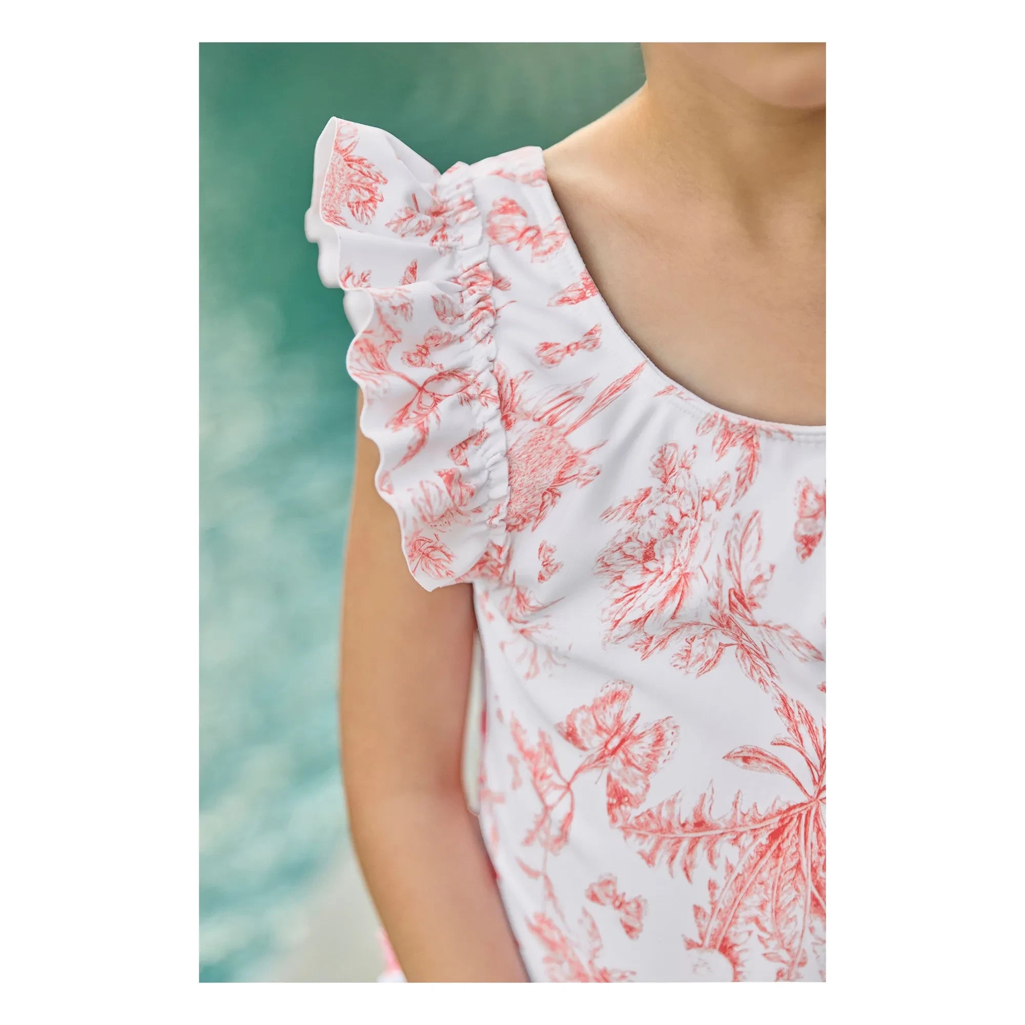 Tartine et Chocolat - Flounced Floral Pattern Swimsuit | White