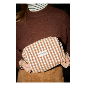 Gabrielle Paris - Gingham Mocha Toiletry Bag | Mocha