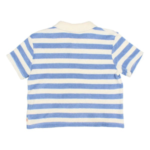 Búho - Striped Organic Cotton Polo T-Shirt | Light Blue