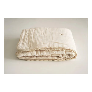 Gentil Coquelicot - Embroidered Swallow Cotton Muslin Quilted Blanket