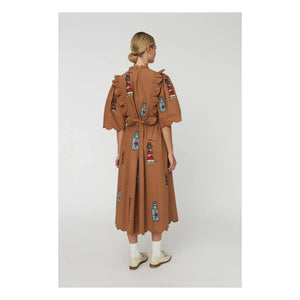 Stella Nova - Organic Cotton Embroidered Dress | Brown