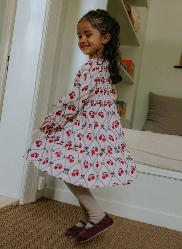 Fliink - Winter Cherry Gathered Dress | Pink