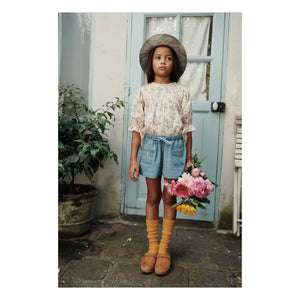 Emile and Ida - Embroidered Denim Shorts | Blue
