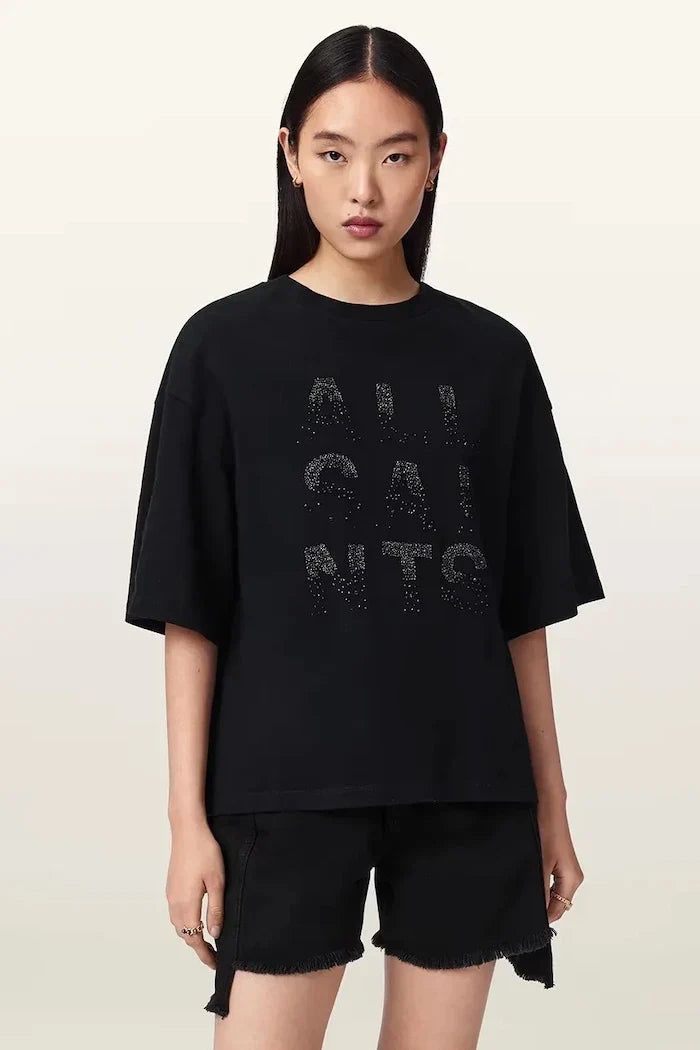 AllSaints women's cotton oversized STACKS T-shirt