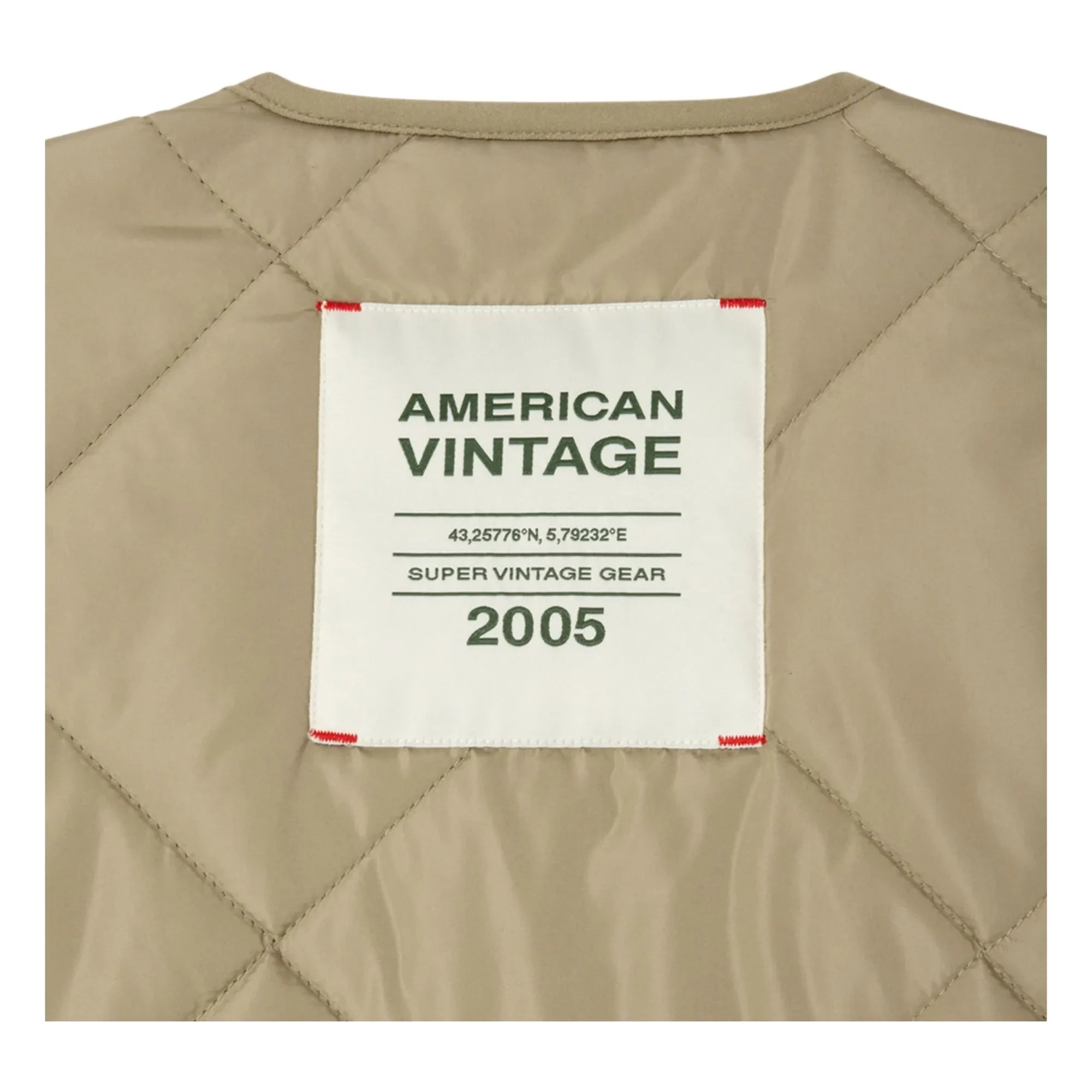 American Vintage - Vowbay Water-Repellent Quilted Jacket Recycled Fiber | Khaki
