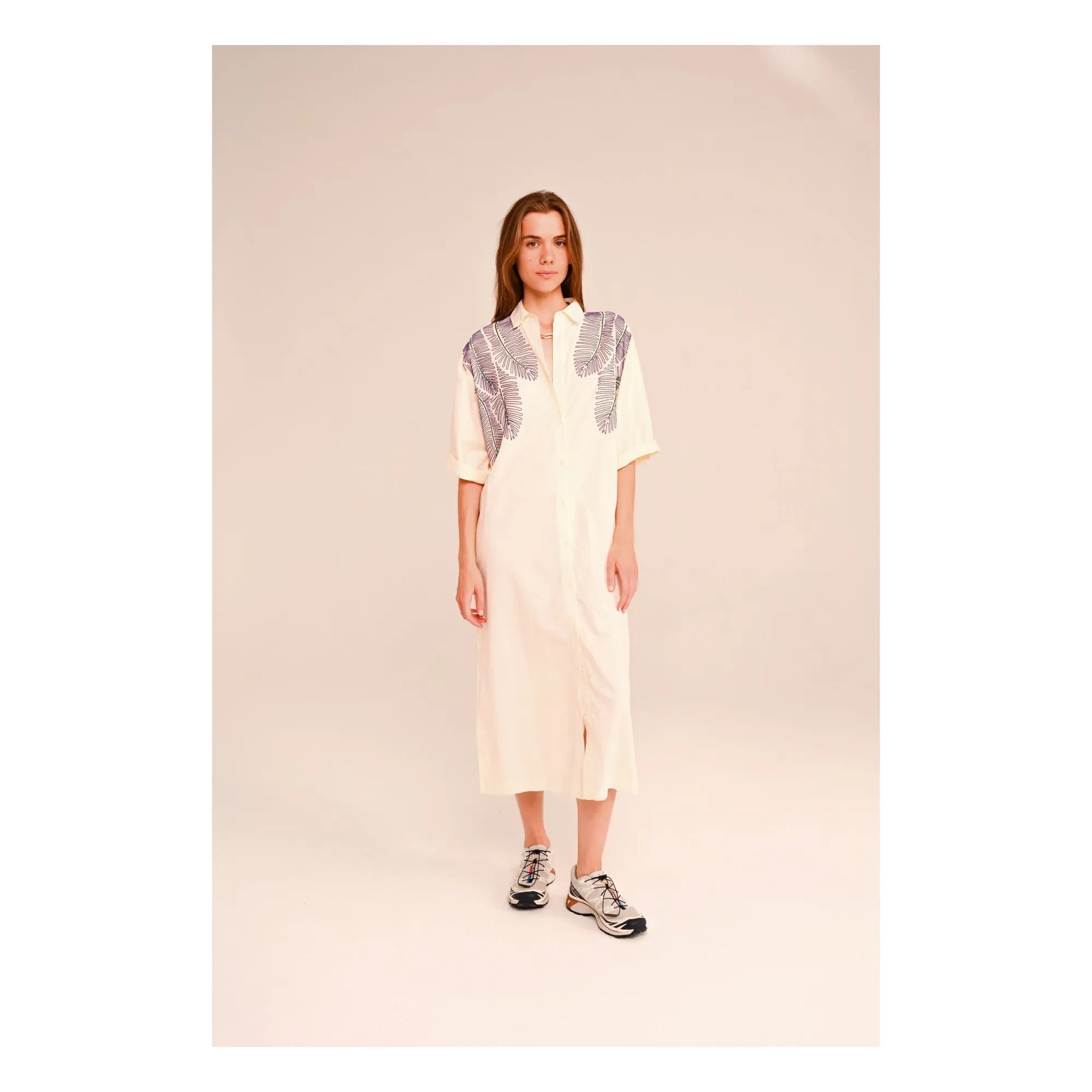 Sacrécoeur - Lou Taro Embroidered Cotton Voile Dress | White