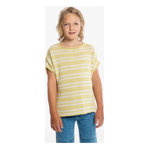 Matona - Striped Organic Cotton Fine Knit T-Shirt | Light Yellow