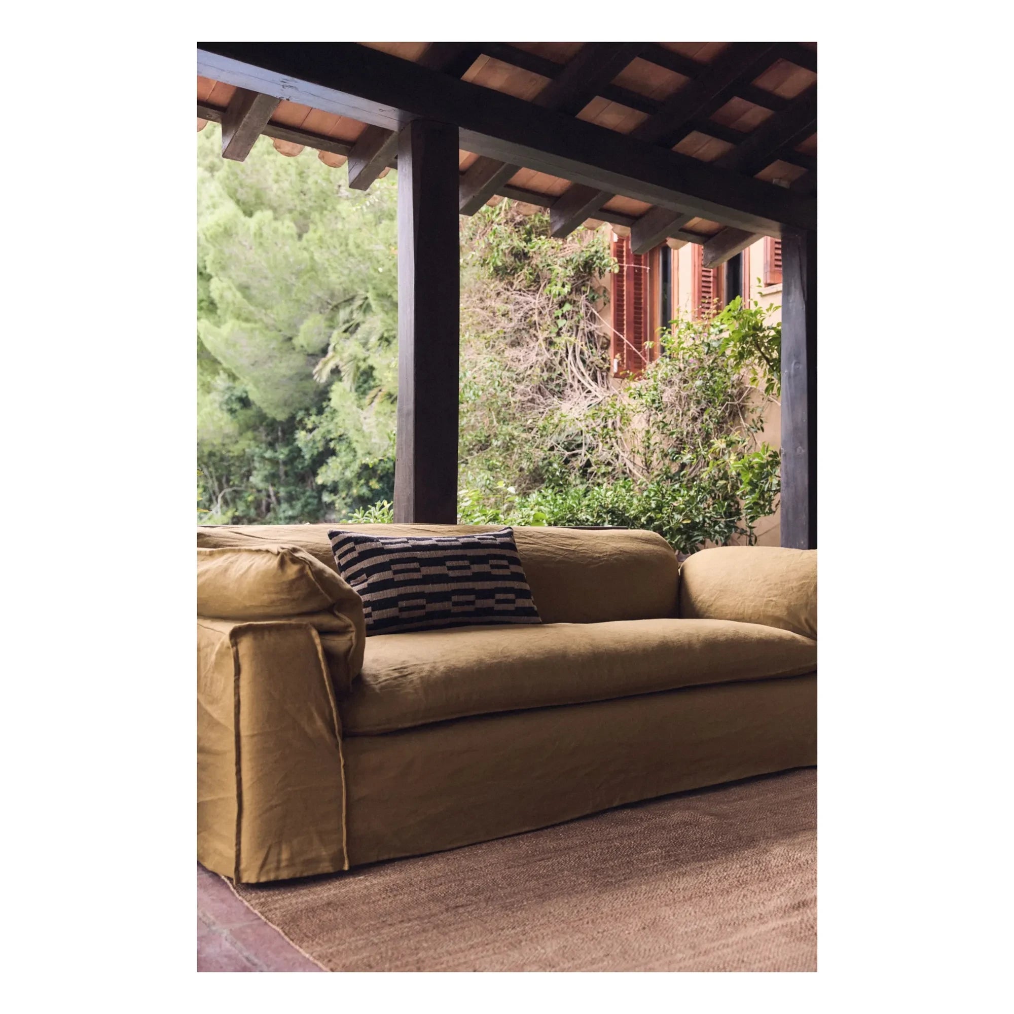 HKliving - 4-Person Linen Sofa Nomad | Mustard