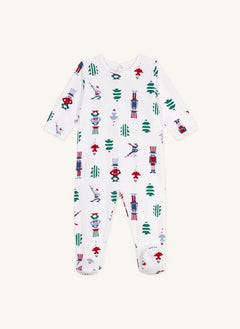 Petit Bateau - Christmas Pajamas Organic cotton fleece | White