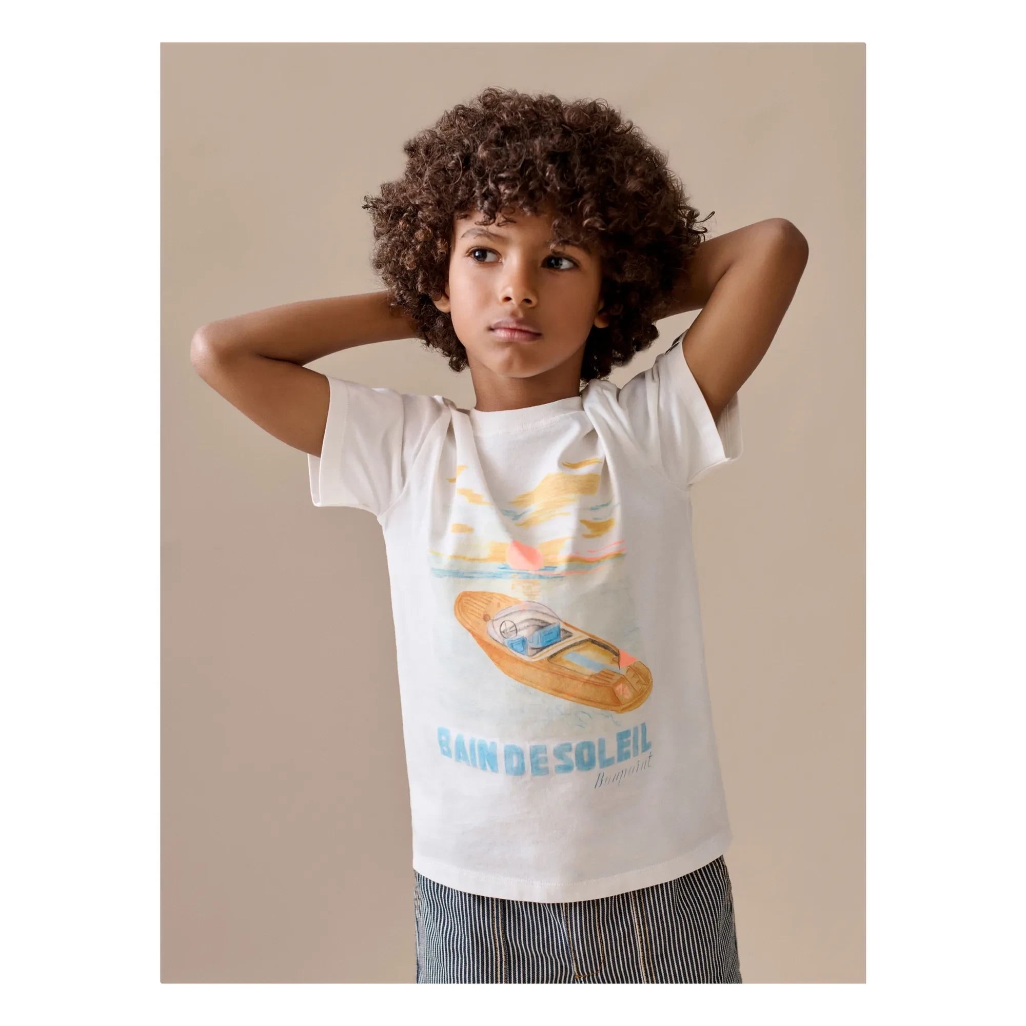 Bonpoint - Thibald Sun Bath Organic Cotton T-Shirt | Ecru