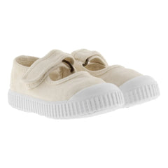 Victoria - Mercedes Canvas Velcro Sneakers | Cream