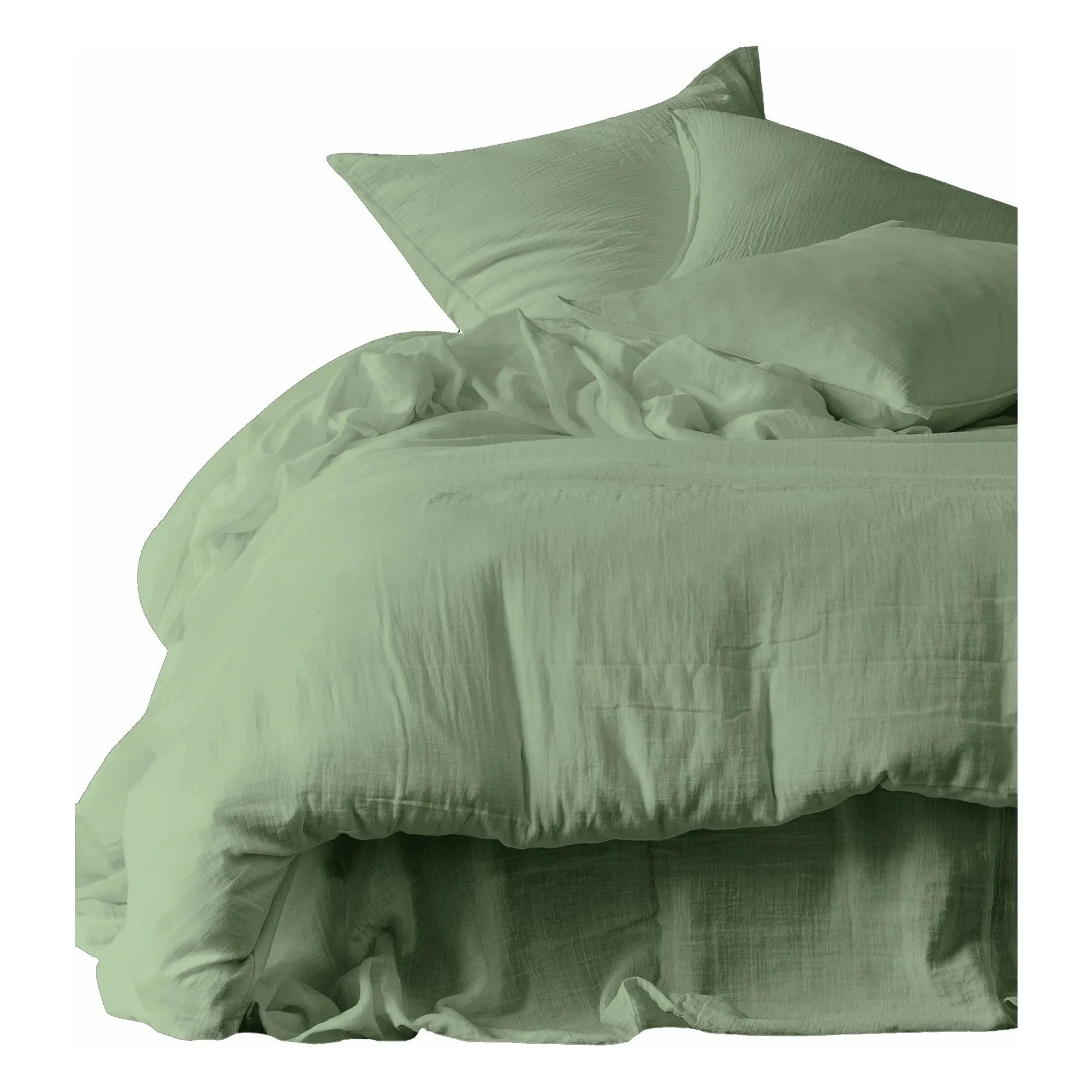 Haomy - Almond green pamuk voile Dili yastık kılıfı