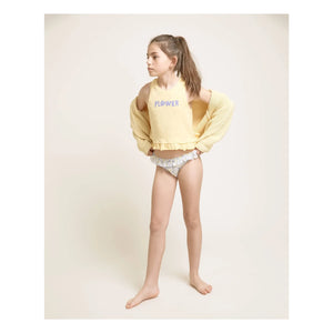 Búho - Floral Ruffled Organic Cotton Top | Yellow