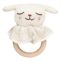 Main Sauvage - Wooden Lamb Rattle | White