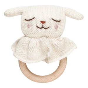 Main Sauvage - Wooden Lamb Rattle | White