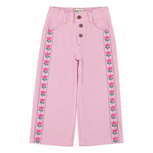 Piupiuchick - Flare Floral Twill Pants | Pink