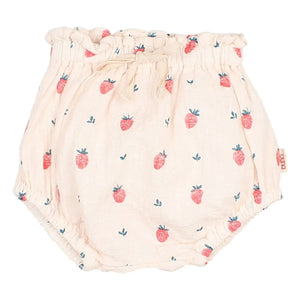 Búho - Organic Cotton Strawberry Patterned Bloomers | Powder Pink