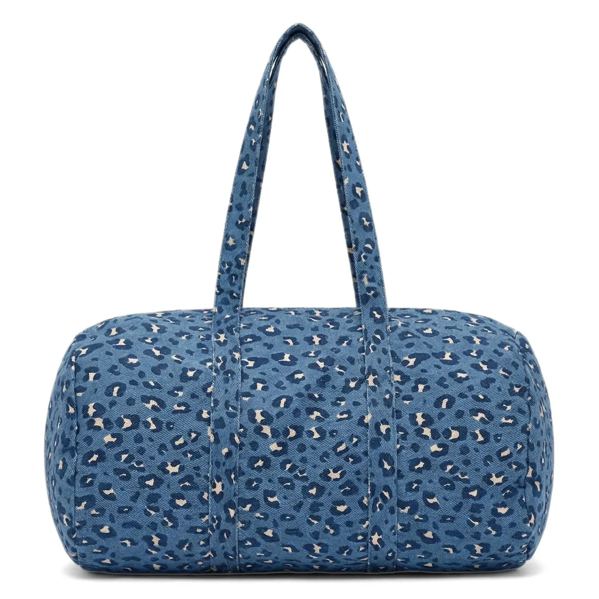Louis Louise - Leopar Desenli Denim Ponponlu Çanta | Açık Mavi