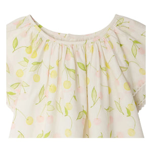 Bonpoint - Salome Cerises Organik Pamuk Poplin Elbise | Ecru