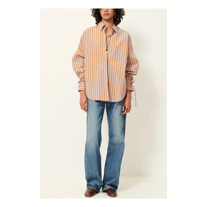 Sessùn - Armando Striped Cotton Shirt | Terracotta
