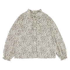 Mipounet - Chloé Leopar Kadife Bluz | Bej
