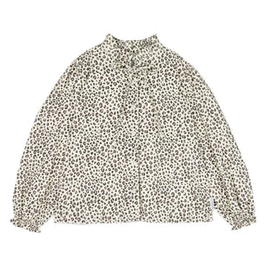 Mipounet - Chloé Leopar Kadife Bluz | Bej