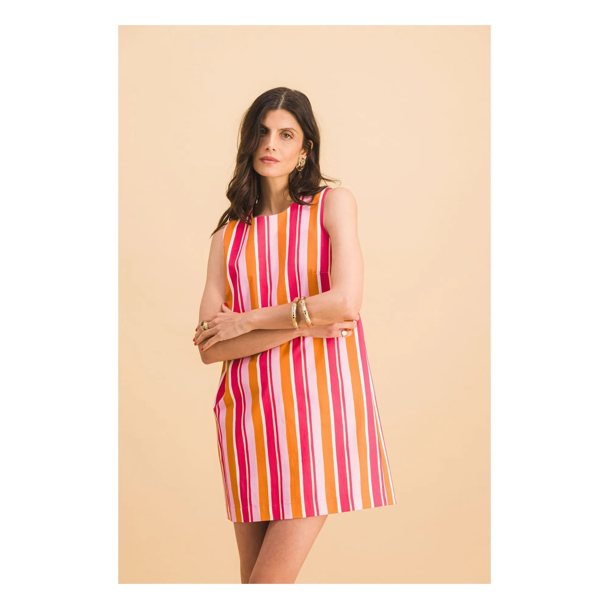 Elise Chalmin - Jane Cotton Striped Dress | Red