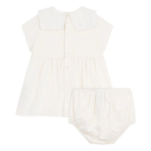 Petit Bateau - Linen and Organic Cotton Sailor Collar Dress and Bloomer Set | White