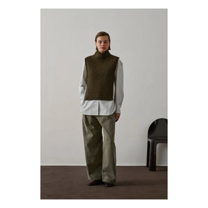 Soeur - Gold Virgin Wool Sleeveless Sweater | Marled Khaki