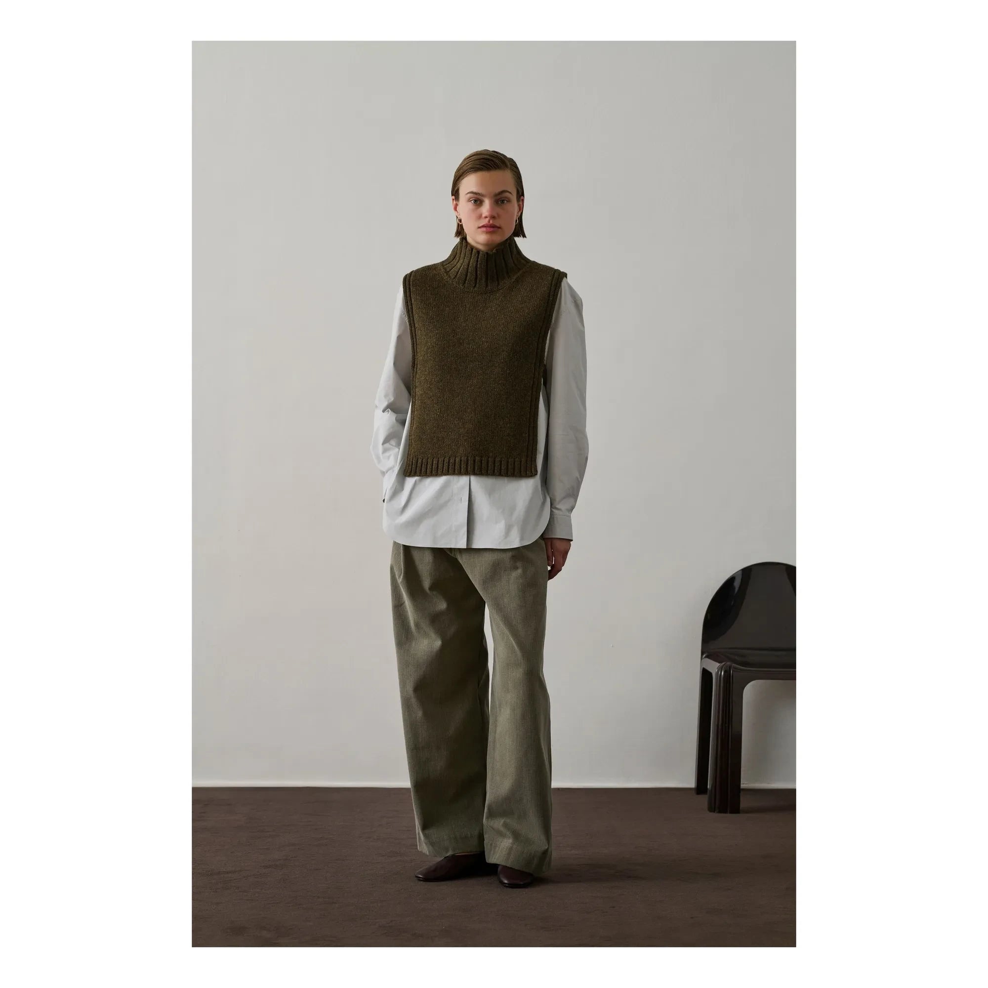 Soeur - Gold Virgin Wool Sleeveless Sweater | Marled Khaki