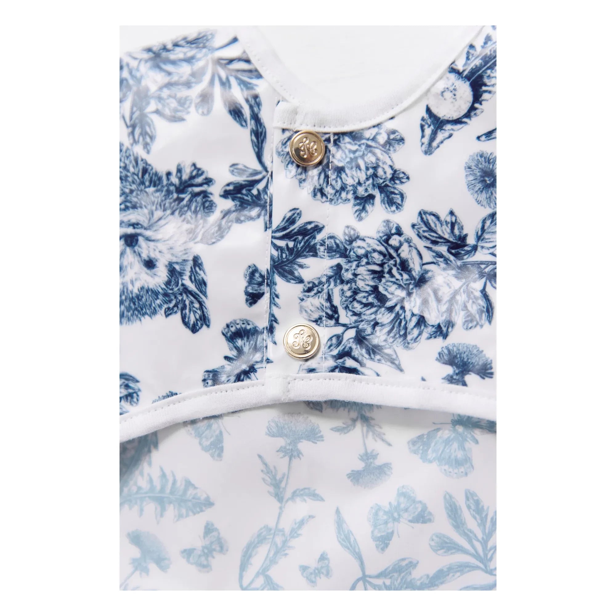 Tartine et Chocolat - Toile de Jouy Printed Sleeveless Bib | Navy Blue