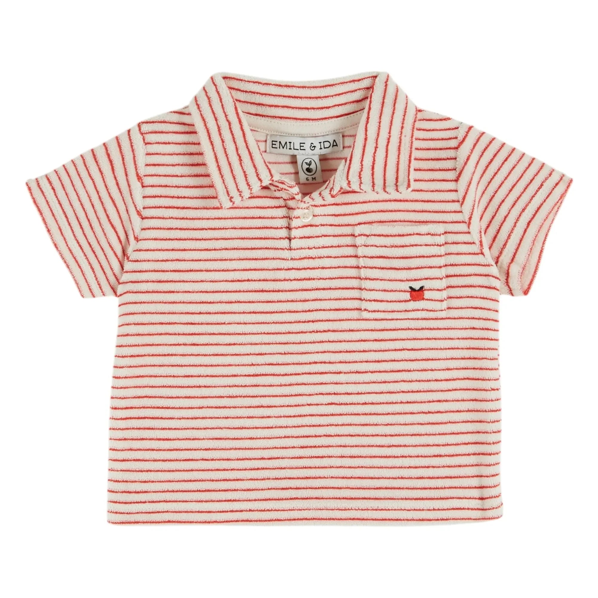 Emile et Ida - Striped organic cotton polo shirt | Red