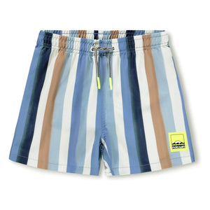 Molo - Niko Striped Recycled Fiber Swimsuit Shorts | Blue