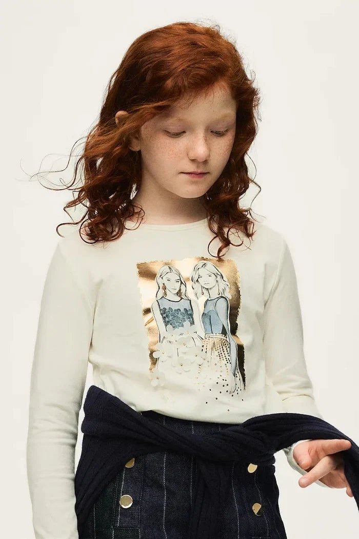 Mayoral çocuklar için pamuk ve elastan uzun kollu bluz