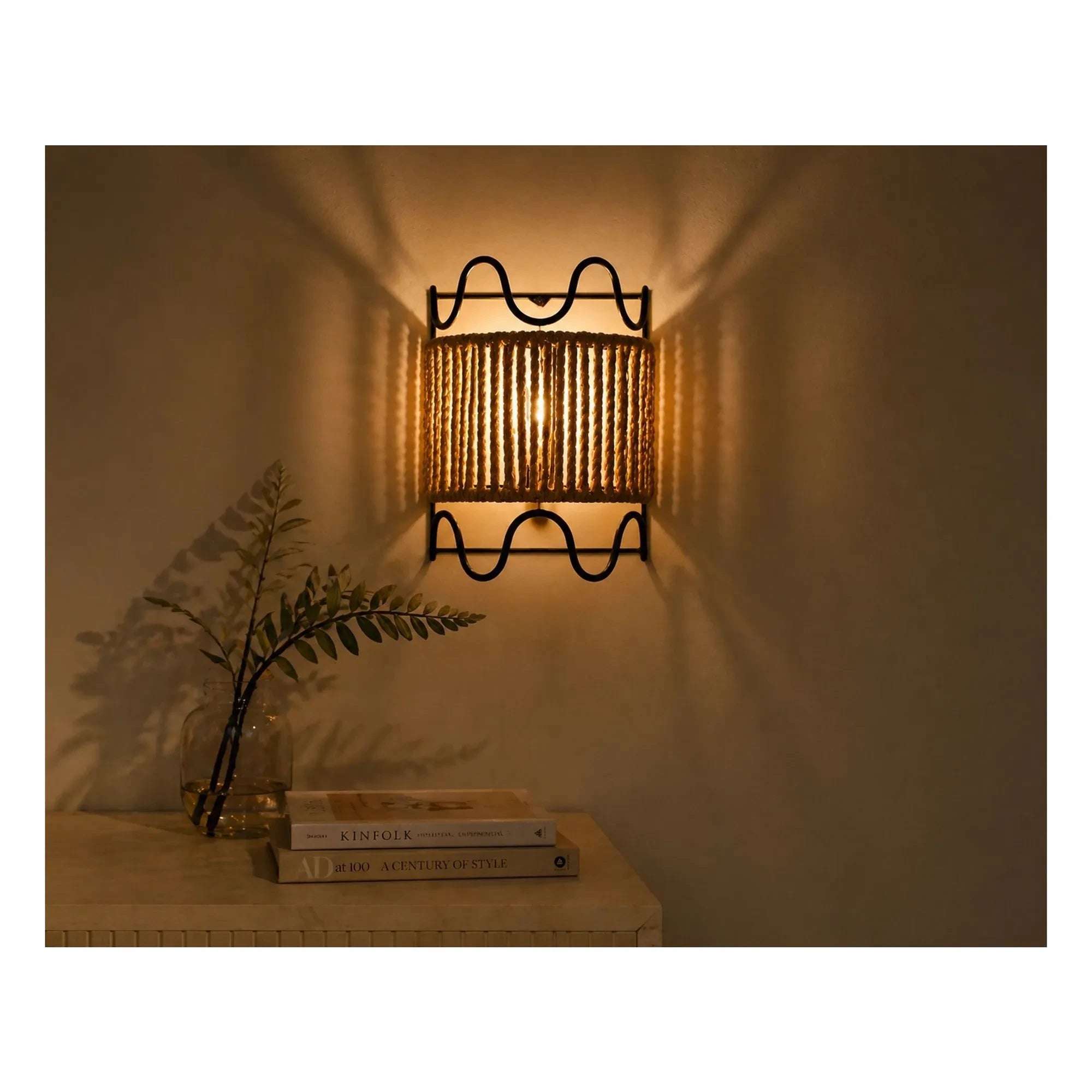 Honoré - Dolores Raffia & Metal Wall Lamp | Black