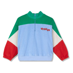 Wynken - Organic cotton zip-up sweatshirt with colour blocking | Light blue