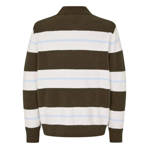 Samsoe Samsoe - Sanino Long Sleeve Striped Polo T-Shirt | Khaki
