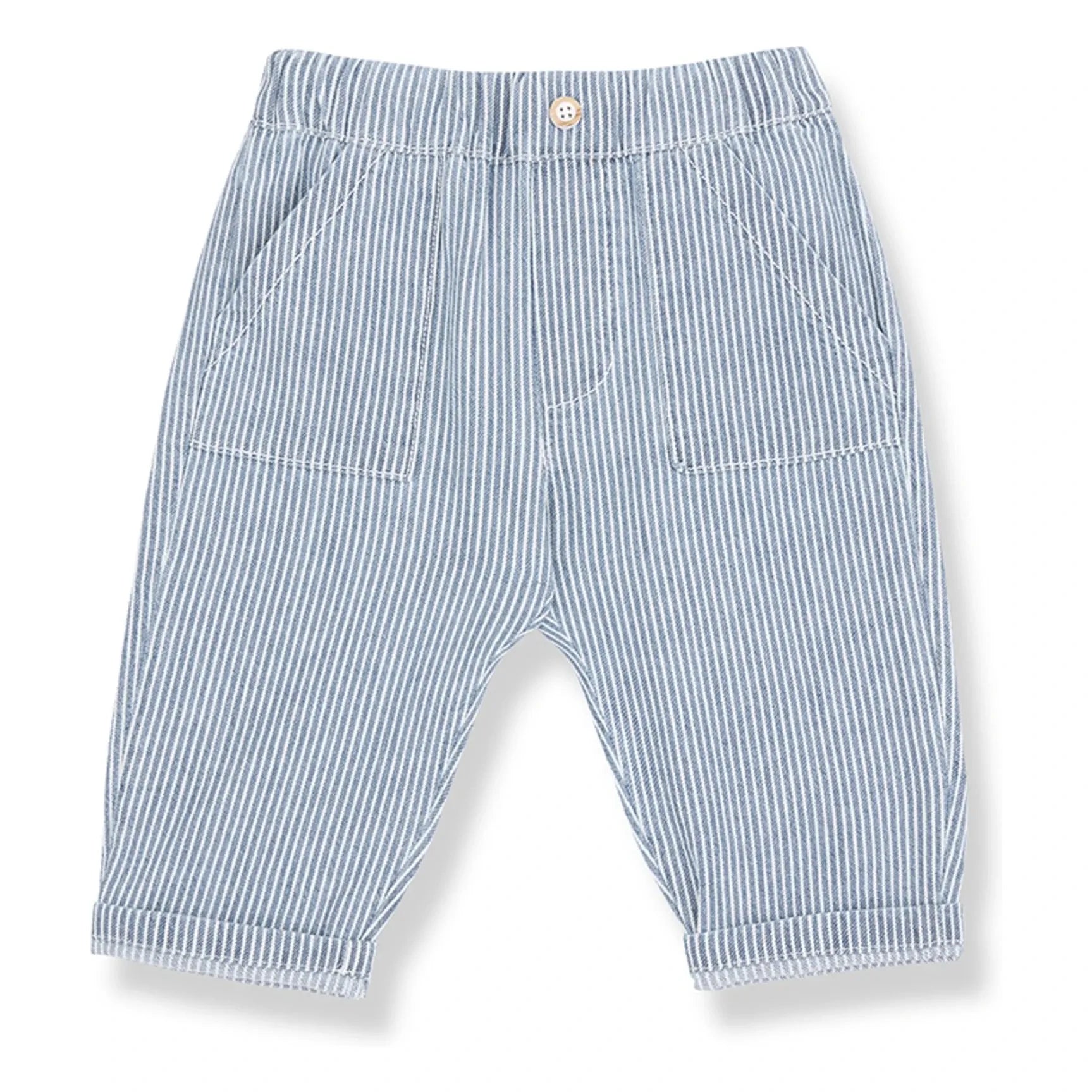 1+ in the family - Sineu Striped Organic Cotton Pants | Light Blue