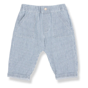1+ in the family - Sineu Striped Organic Cotton Pants | Light Blue